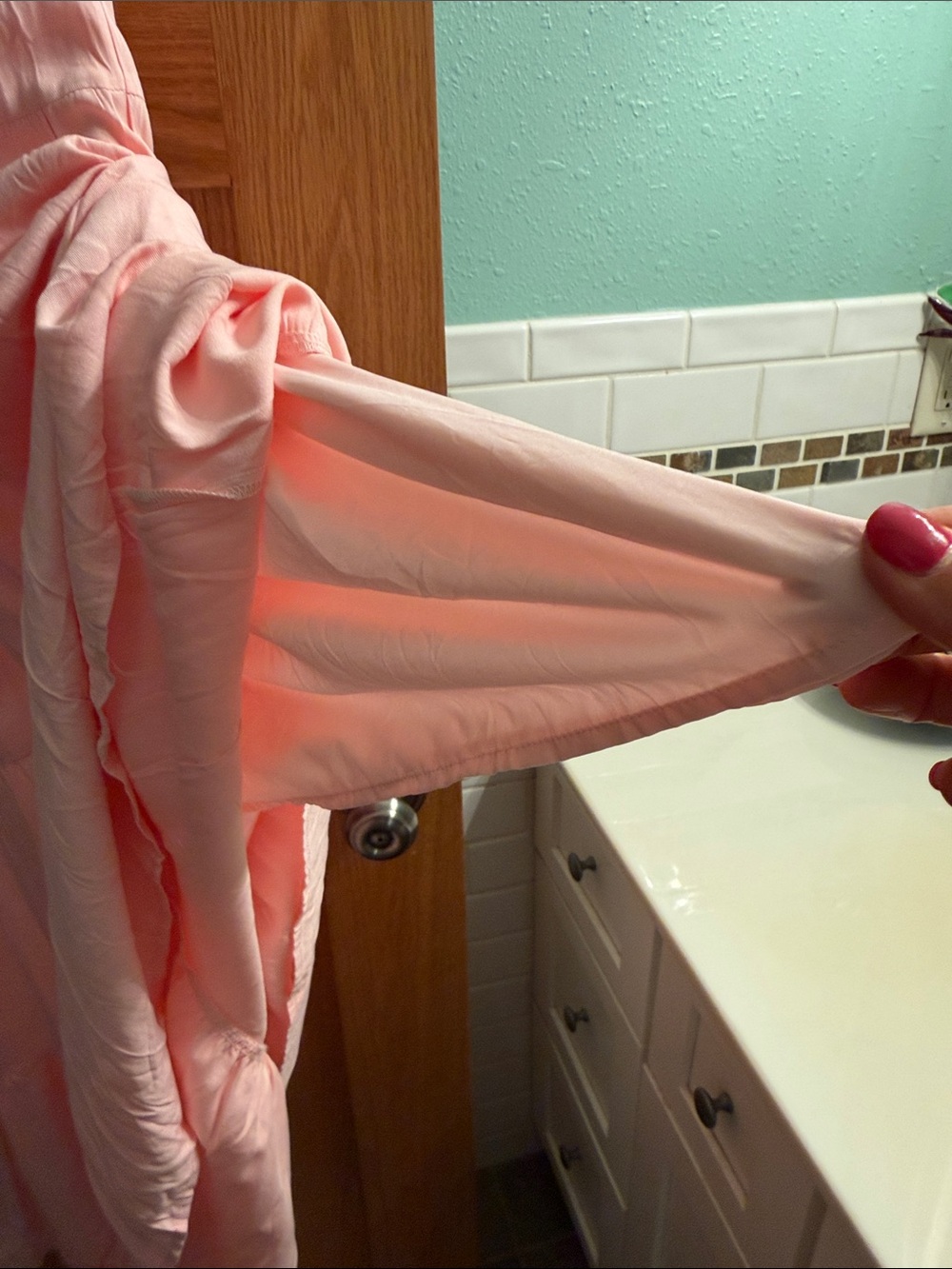 Women's Pink Maxi Dress with Ruffle Sleeves - Picture 4 of 6